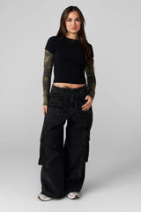 W4293 - Camo Twofer Baby Tee